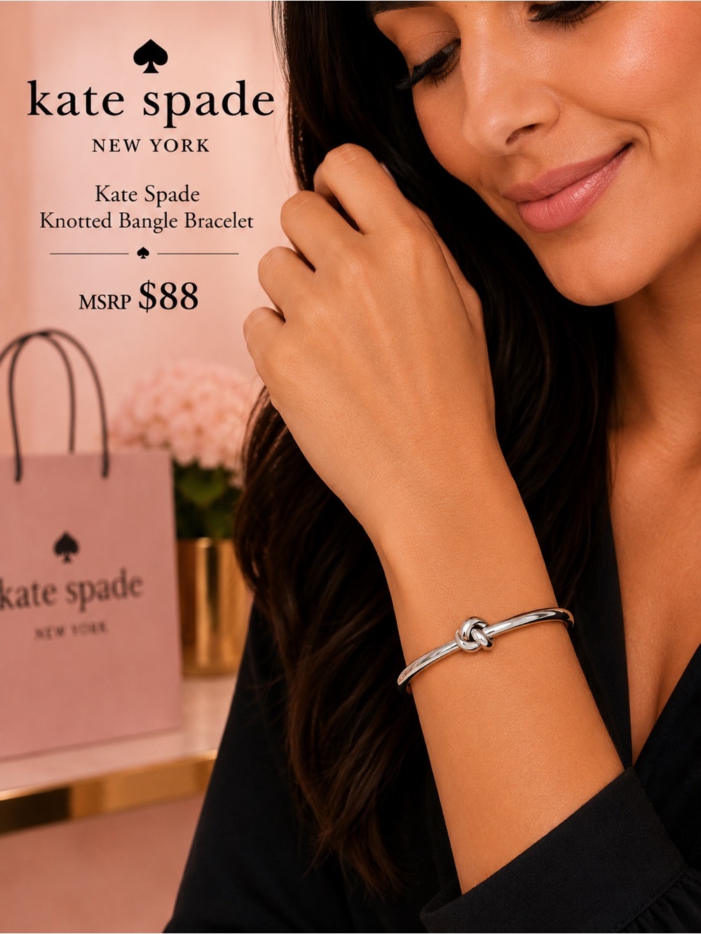 kate spade Silver Knotted Bangle Bracelet